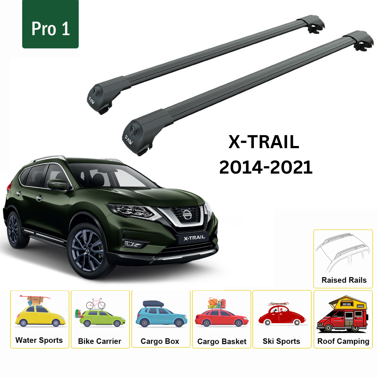 For Nissan X-Trail T32 Roof Rack Cross Bar Metal Bracket Raised Rail Alu Black 2014-21 For Nissan X-Trail T32 Roof Rack Cross Bar Metal Bracket Raised Rail Alu Black 2014-21